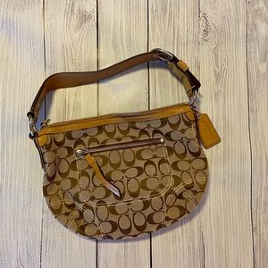 Genuine Coach #F13114 Tan Jacquard Hobo Bag Tan